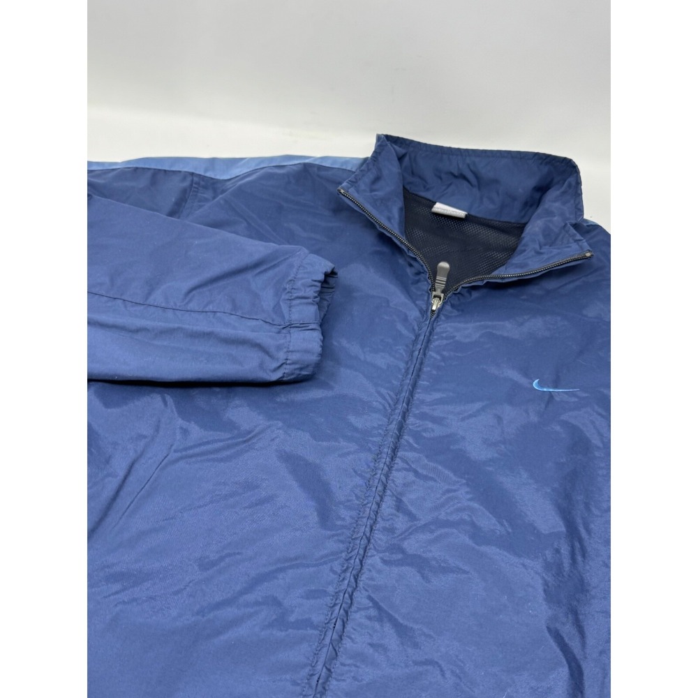 Nike Jacket Men's 2XL Navy/Blue Windbreaker Full Zip Classic Swoosh Pockets O8